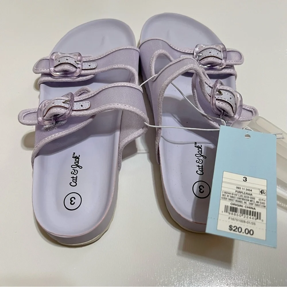 NWT Cat & Jack Kids' Kaia Mesh Footbed Sandals in purple- Size 3
